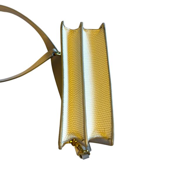 JW Pei Croc-Embossed Crossbody Bag Ivory Vegan Leather Minimalist Modern Classic - Picture 8 of 10